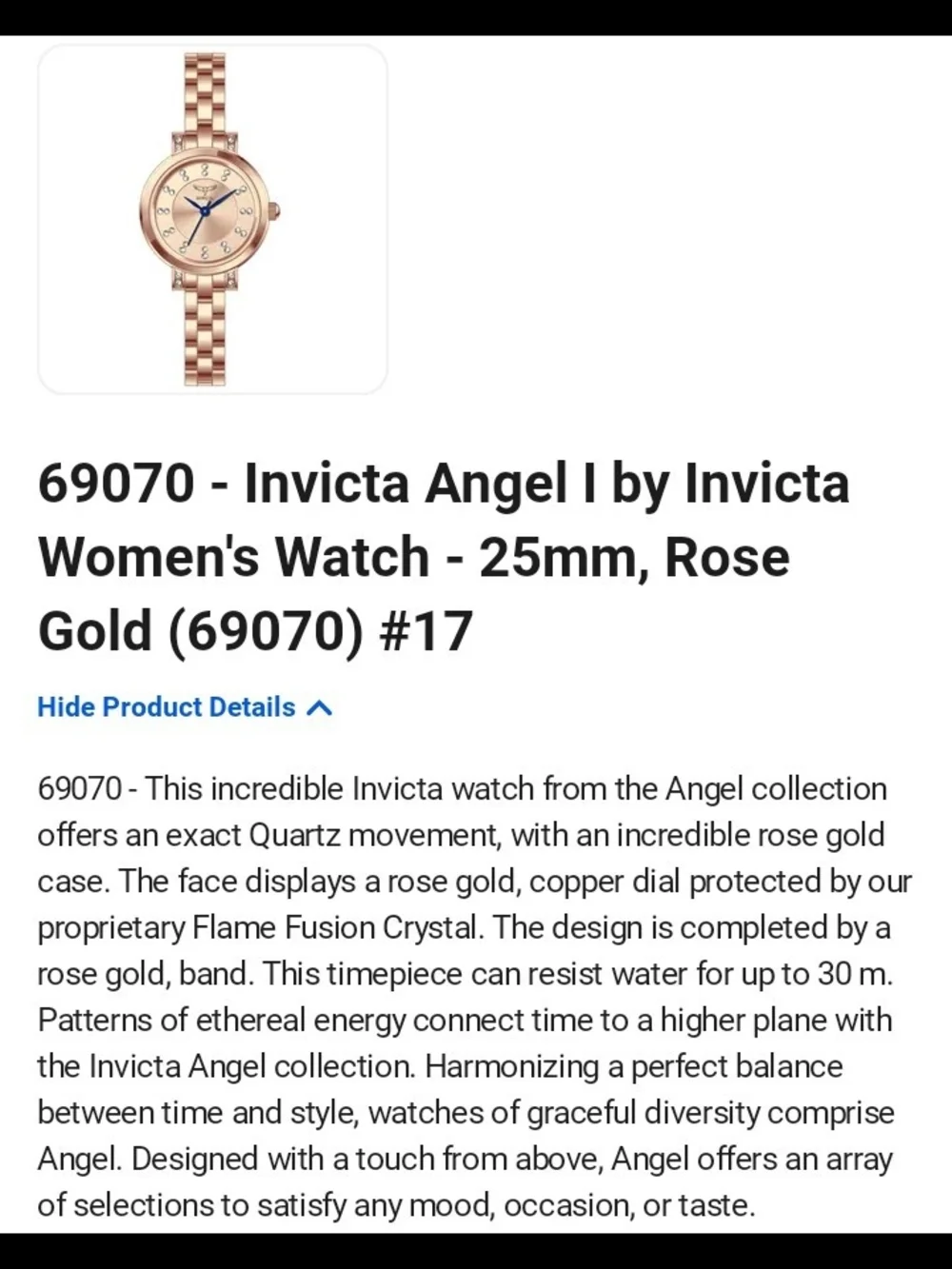 Invicta Rose Gold Crystal Accent Women's Bracelet Watch